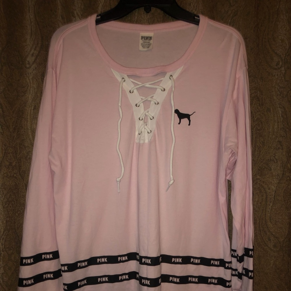 VS Pink Campus Lace-up Pullover
